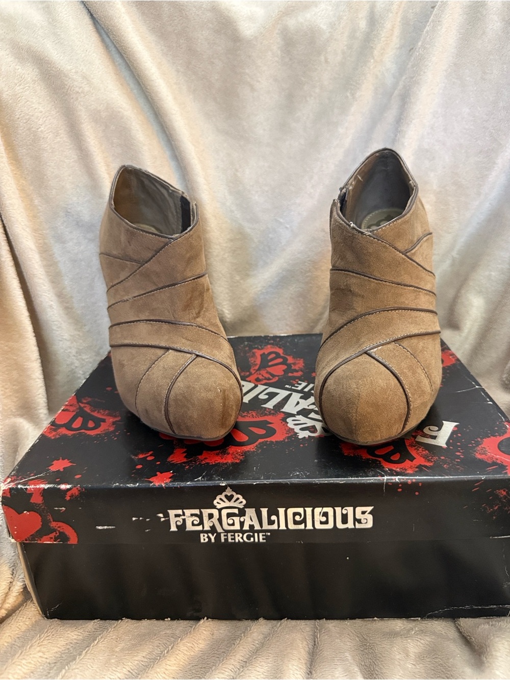 Fergalicious Brown Suede Ankle Booties